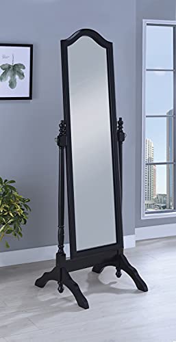 Coaster Home Furnishings Coaster Transitional Cheval Floor Mirror with Arched Top, Black