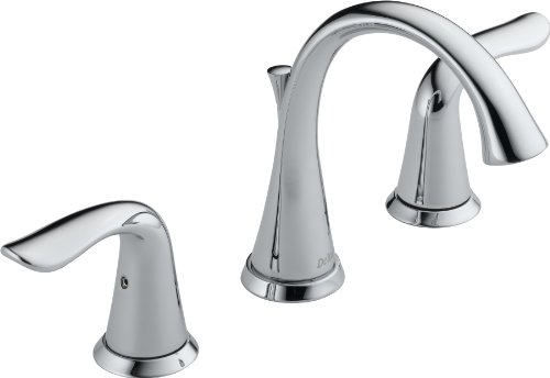 Delta Faucet Lahara Widespread Bathroom Faucet Chrome, Bathroom Faucet 3 Hole, Diamond Seal Technology, Metal Drain Assembly, Chrome 3538-MPU-DST