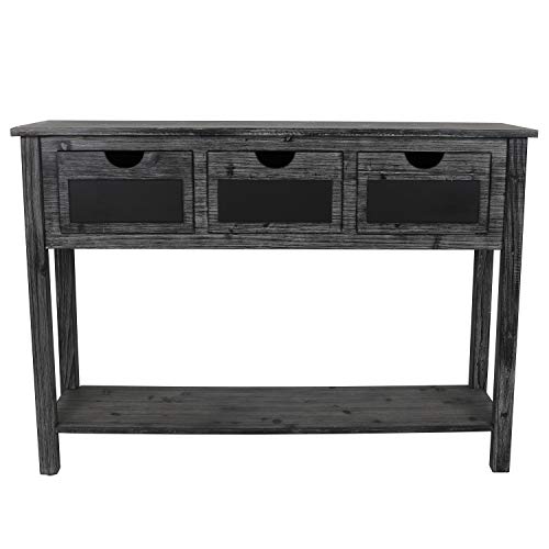 Décor Therapy Rowan 3-Drawer Weathered Chalkboard Console Table, 44.5x13.5x44.5,