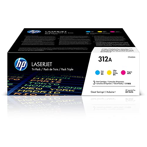 HP 312A | CF381A, CF382A, CF383A | 3 Toner Cartridges | Cyan, Yellow, Magenta