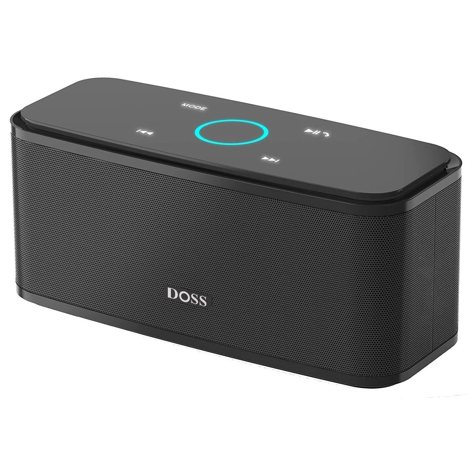 DOSS Bluetooth Speaker, SoundBox Touch Portable Wireless Speaker with 12W HD Sound and Bass, IPX5 Water-Resistant, 20H Playtime, Touch Control, Handsfree, Speaker for Home, Outdoor, Travel-Black
