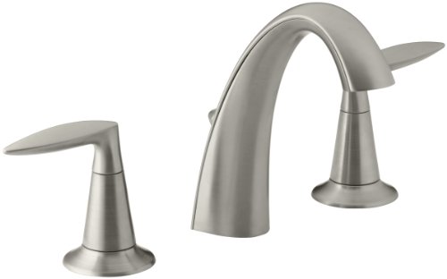 KOHLER Bathroom Faucet by , Bathroom Sink Faucet, Alteo Collection, 2 Handle Widespread Faucet with Metal Drain, Brushed Nickel, K-45102-4-BN