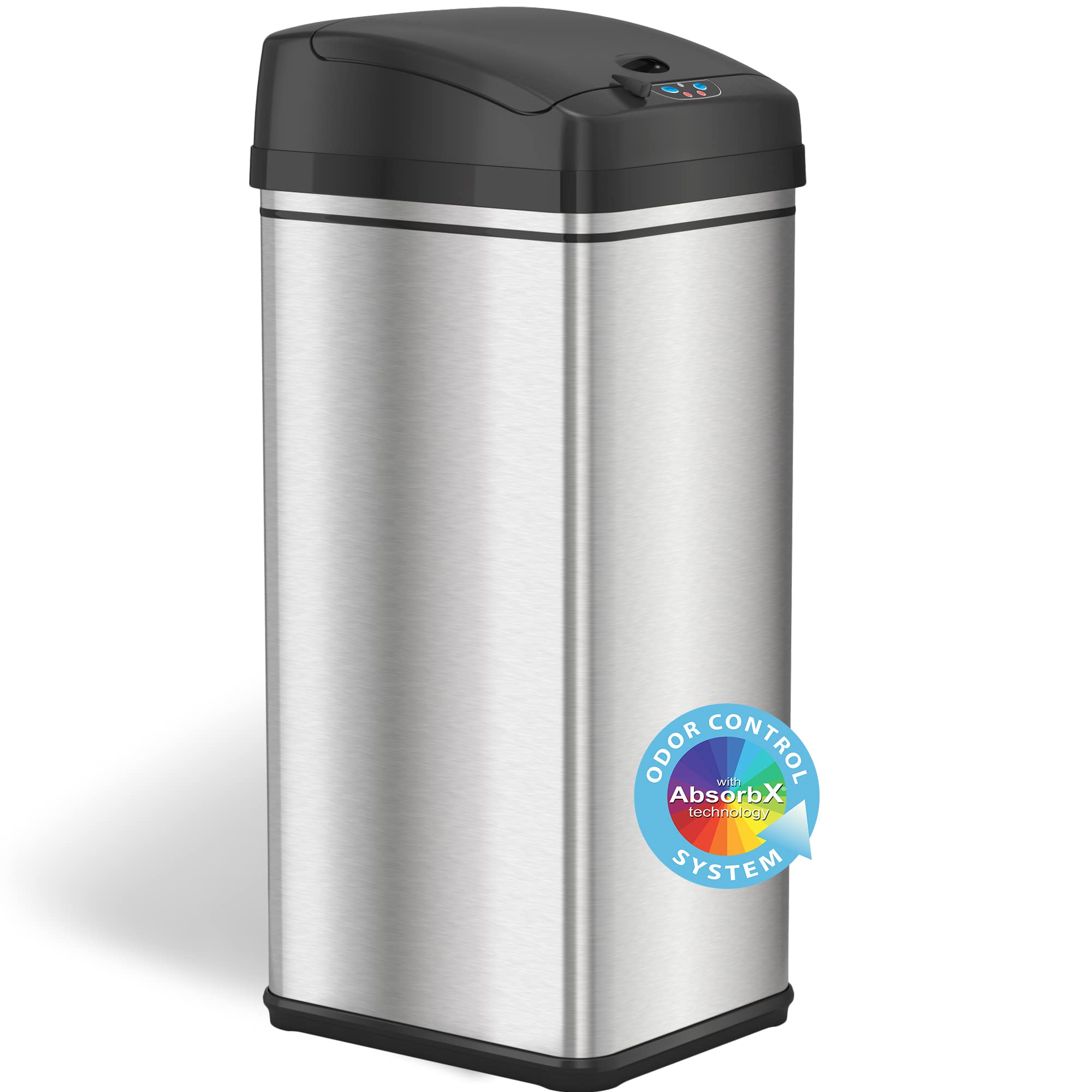 iTouchless 13 Gallon Stainless Steel Automatic Trash Can with Odor-Absorbing Filter and Lid Lock