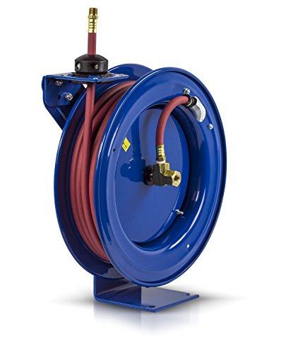 Coxreels P-LP-350 Retractable Air/Water Low-Pressure Hose Reel, P Series, 3/8? x 50?, 300 PSI - Easy-to-Use Compact Design- Heavy-Duty Steel Construction, Made in the USA