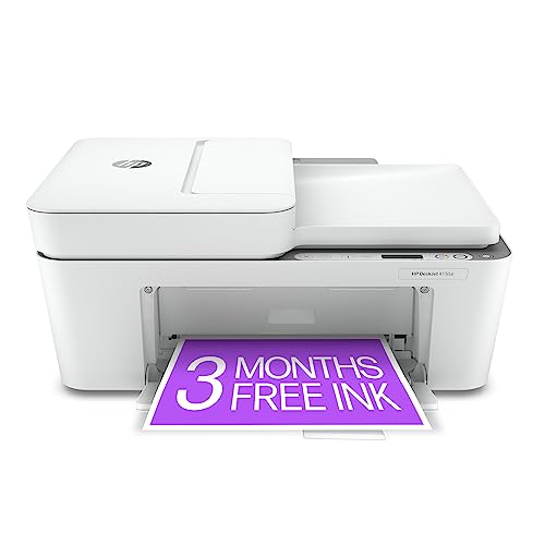 HP DeskJet 4155e Wireless Color Inkjet Printer, Print, scan, copy, Easy setup, Mobile printing, Best-for home, Instant Ink with +,white