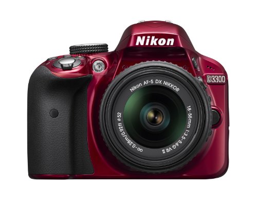 Nikon D3300 1533  24.2 MP CMOS Digital SLR with Auto Focus-S DX NIKKOR 18-55mm f/3.5-5.6G VR II Zoom Lens - Red