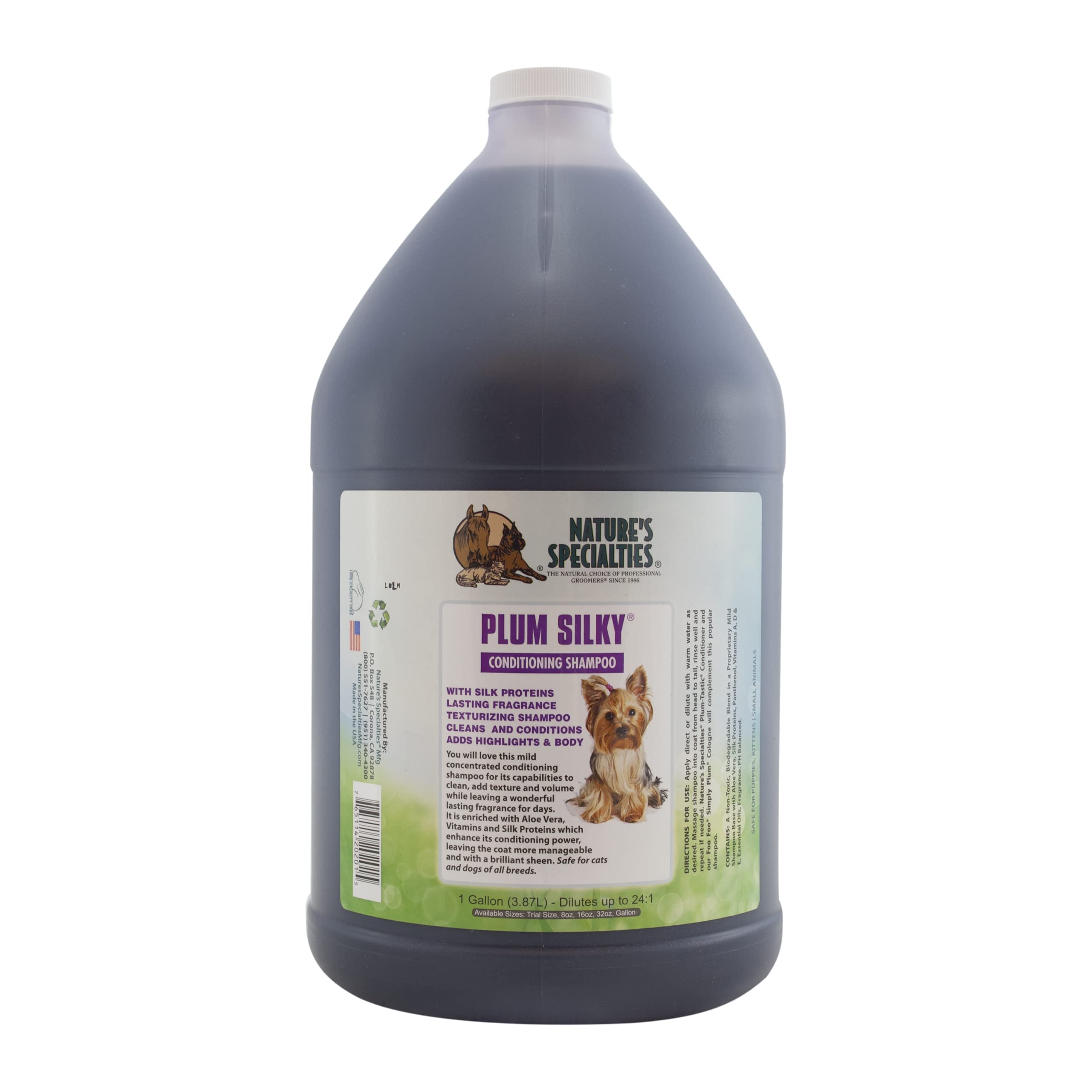 NATURE'S SPECIALTIES Plum Silky Ultra Concentrated Dog Shampoo Conditioner, Makes up to 24 Bottles, Natural Choice for Professional Pet Groomers, Silk Proteins, Made in USA