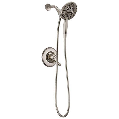 Delta Faucet Linden 17 Series Dual-Function Shower Faucet, Shower Trim Kit with 4-Spray In2ition 2-in-1 Dual Hand Held Shower Head with Hose, Stainless T17294-SS-I (Valve Not Included),Without Rough
