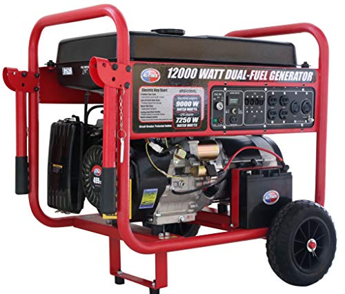 All Power America APGG12000GL 12000 Watt Dual Fuel Portable Generator with Electric Start 12000W Gas/Propane, Black/Red