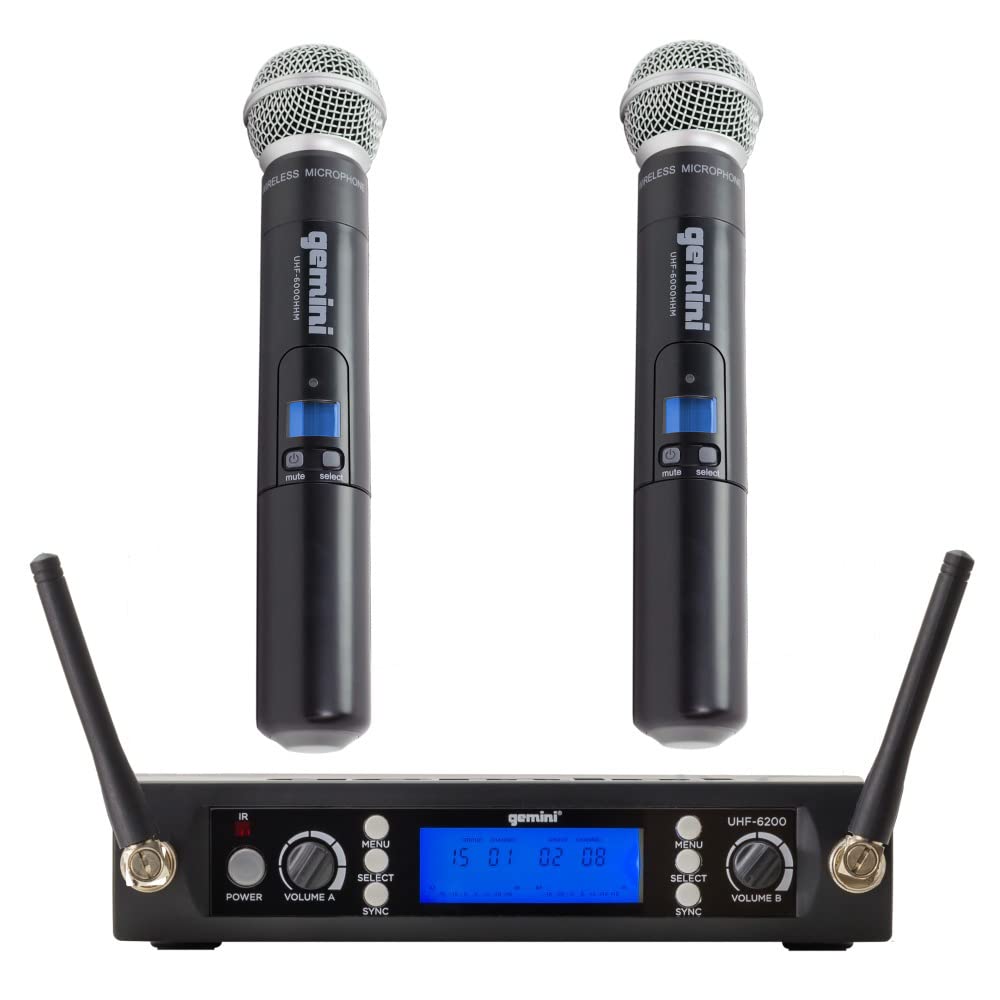 Gemini Sound Pro Dual Wireless Microphone System, Profe...