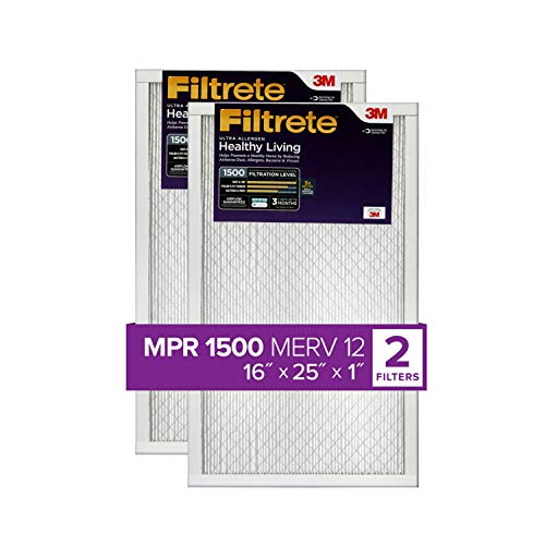 Filtrete 16x25x1, AC Furnace Air Filter, MPR 1500, Healthy Living Ultra Allergen, 6-Pack (exact dimensions 15.69 x 24.69 x 0.78)