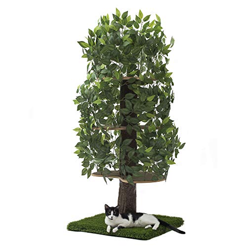On2 Pets Cat Tree with Leaves Made in USA, Large Square...