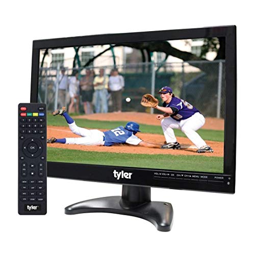 Tyler 14? Portable TV LCD Monitor 1080P Rechargeable Lithium Battery Operated, 3 Antenna, HDMI, USB, RCA, FM Radio, Digital Tuner, AV Inputs, AC/DC, TV Stand and Remote Control for Kids Car Travel