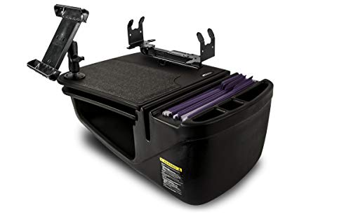 AutoExec AUE18475 GripMaster Car Desk Black Finish with Built-in 200 Watt Power Inverter, Printer Stand and Tablet Mount