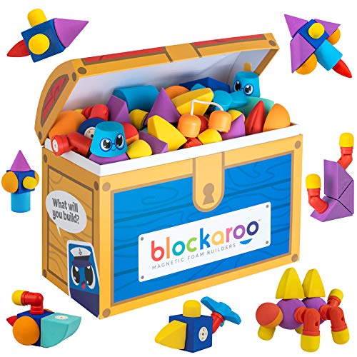 Blockaroo Magnetic Foam Building Blocks - STEM Preschool Toys for Babies, Toddlers, Boys and Girls, The Ultimate Bath Toy