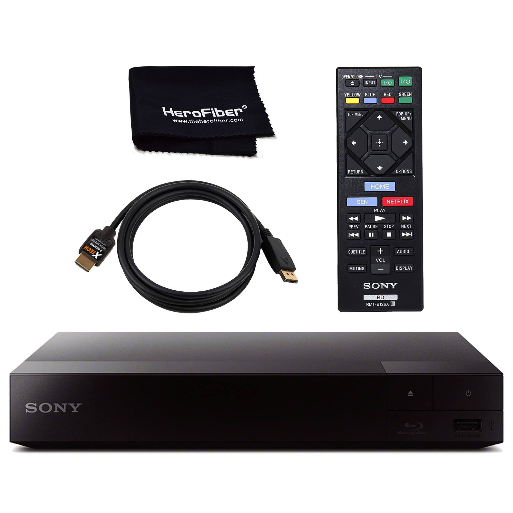  HeroFiber Sony DVD/Blue Ray Players for TV with HDMI, Our 4k Smart DVD Player with WiFi is Great for Streaming & Home Theater. DVD Blu Ray Player Includes Official Sony DVD Player Remote, HDMI Cable...