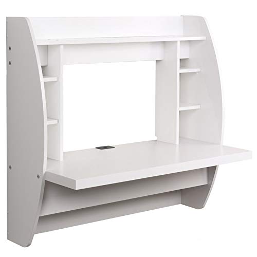 Prepac Floating Desk with Storage, White