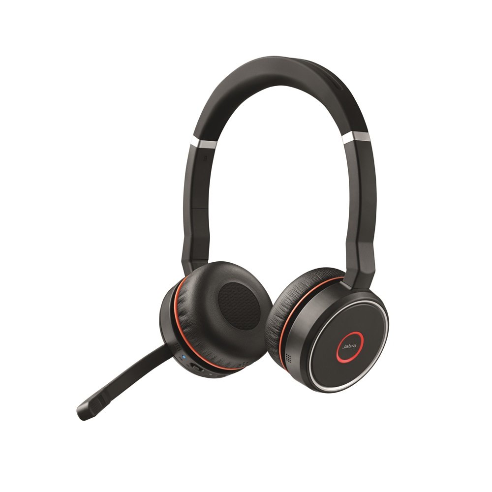 Jabra Evolve 75 UC Stereo Wireless Bluetooth Headset / Music Headphones Including Link 370 (U.S. Retail Packaging), Black