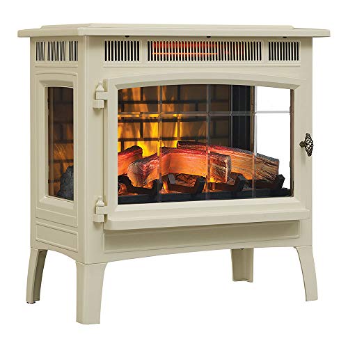 Duraflame 3D Infrared Electric Fireplace Stove with Remote Control - Portable Indoor Space Heater - DFI-5010 (Cream)