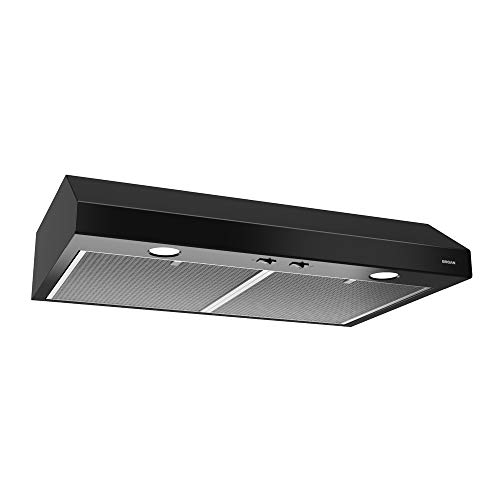 Broan-NuTone BCSD136BL Glacier 36-inch Under-Cabinet 4-Way Convertible Range Hood with 2-Speed Exhaust Fan and Light, Black