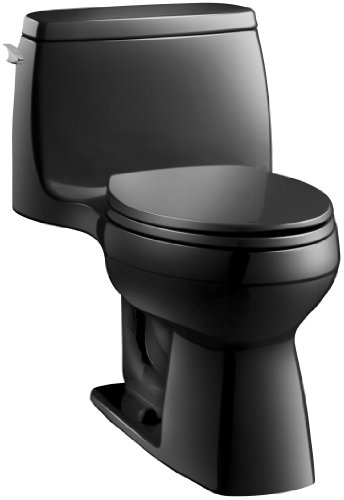 KOHLER 3810-7 Santa Rosa Comfort Height Elongated 1.28 GPF Toilet with AquaPiston Flush Technology and Left-Hand Trip Lever, Black Black