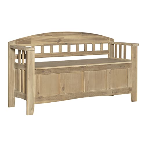 Linon Natural Washed Storage Frankie Bench, Seat Height of 18