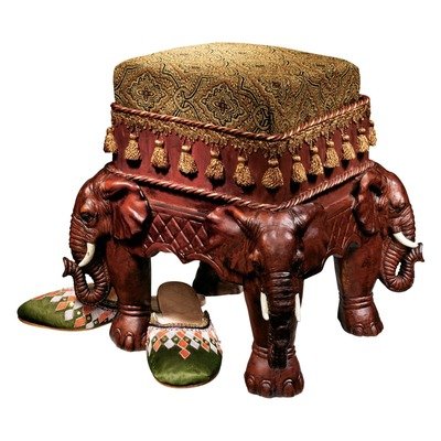 Design Toscano Maharajah Elephants Indian Decor Upholst...