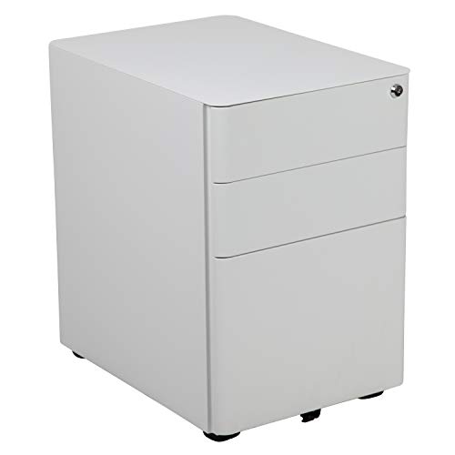 Flash Furniture 3-Drawer Mobile Filing Cabinets, White