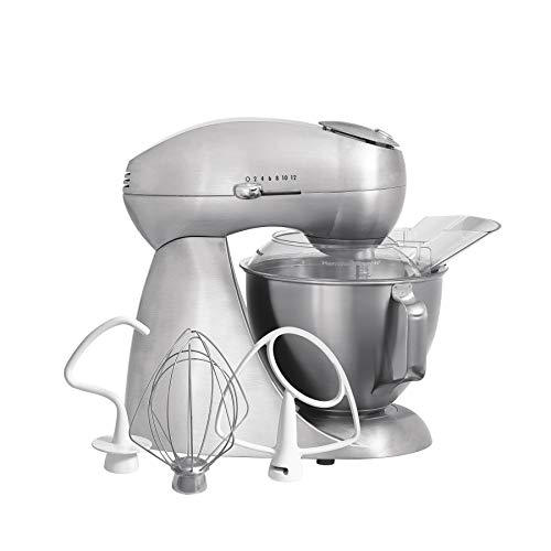 Hamilton Beach Eclectrics All-Metal 12-Speed Electric Stand Mixer, Tilt-Head, 4.5 Quarts, Pouring Shield, Sterling (63220)