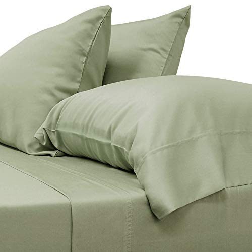 Cariloha Classic Bamboo Sheets 4 Piece Bed Sheet Set - Softest Bed Sheets and Pillow Cases - Lifetime Protection (King, Sage)