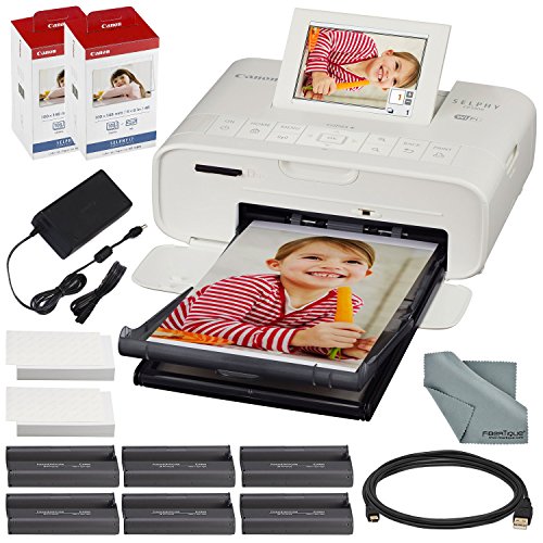 Canon SELPHY CP1300 Compact Photo Printer (White) with WiFi and Accessory Bundle w/ 2X  Color Ink and Paper Set