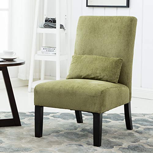 Roundhill Furniture Pisano Spring Green Fabric Armless Contemporary Accent Chair with Kidney Pillow, Single