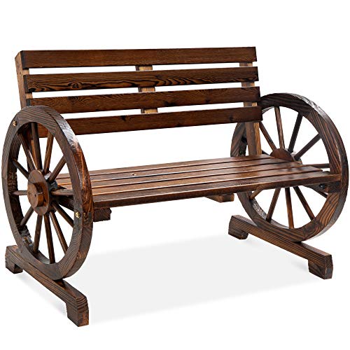 Best Choice Products 2-Person Wooden Wagon Wheel Porch ...