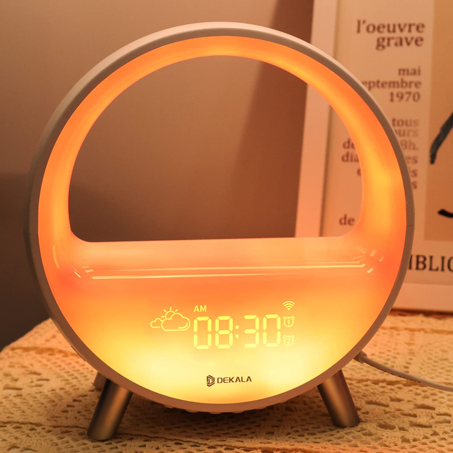 Dekala Smart Arches, Alexa Alarm Clock with White Noise Sound Machine Ambient Light Bluetooth Speaker