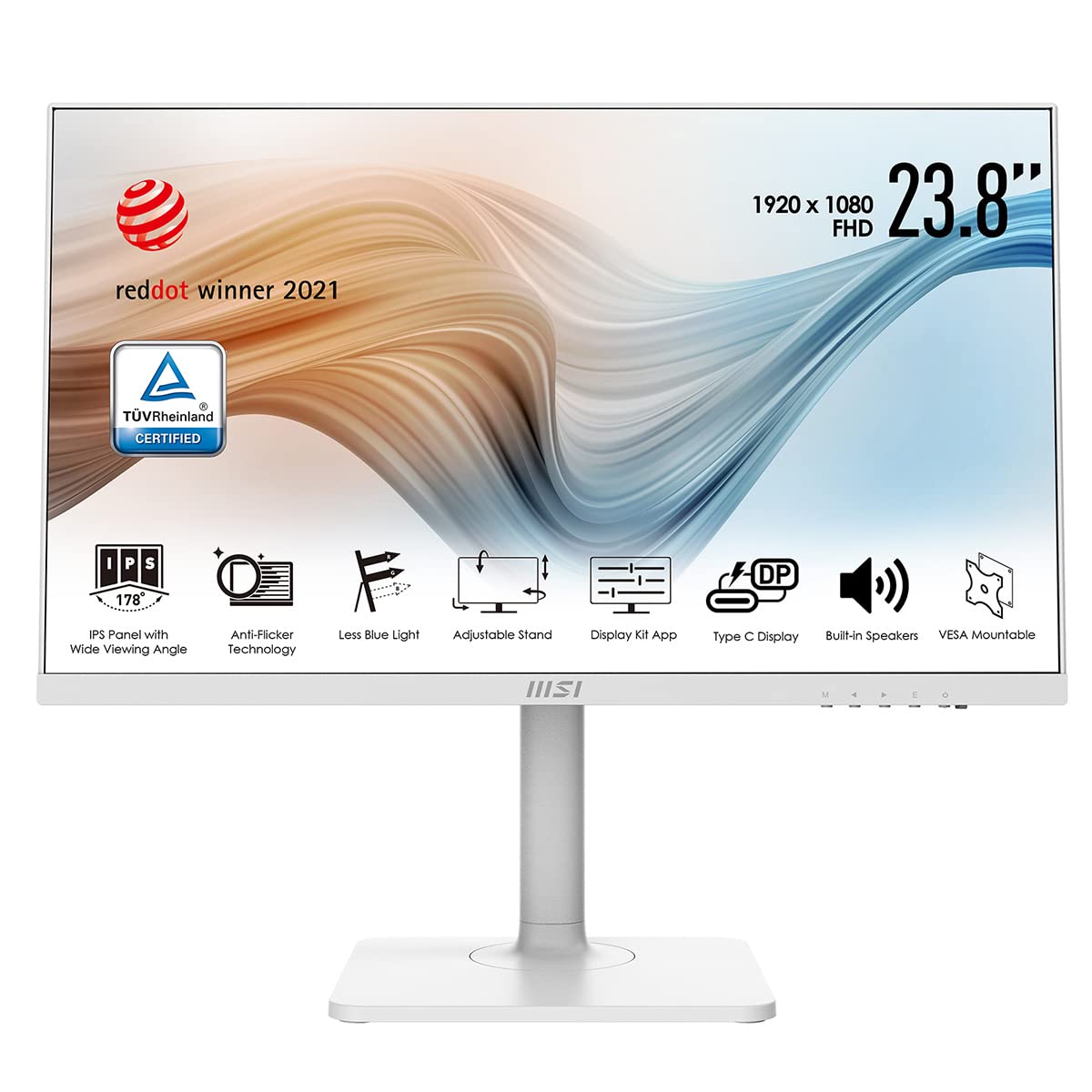 MSI 24” IPS FHD (1920 x 1080) Non-Glare with Super Narrow Bezel 75Hz 1ms 16:9 with Adjustable Stand (Modern MD241PW)