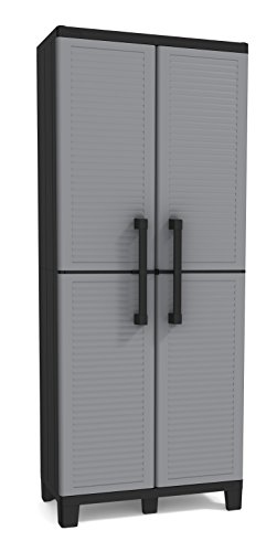 keter Storage Cabinet with Doors and Shelves - Perfect for Garage and Basement Organization, Grey
