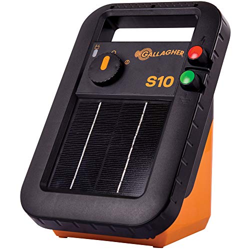 Gallagher S10 Solar Electric Fence Charger | Powers Up to 3 Mile / 15 Acres of Fence | Low Impedance, 0.1 Stored Joule Energizer | Unique Battery Saving Technology | Portable and Super Tough