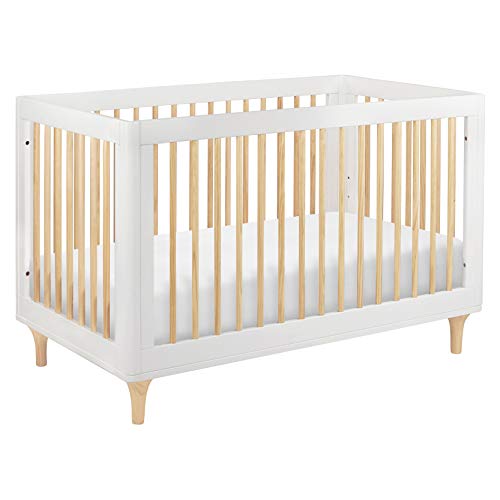 Babyletto Lolly 3-in-1 Convertible Crib with Toddler Bed Conversion Kit, White+Natural