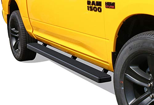 APS iBoard Running Boards 5in Black Custom Fit 2009-2018 Ram 1500 Crew Cab Pickup 4Dr & 2010-2020 Ram 2500 3500 (09-12 Drilling Required) (Nerf Bars Side Steps Side Bars)