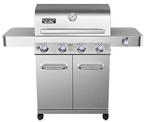 Monument Grills 17842 Stainless Steel 4 Burner Propane Gas Grill with Rotisserie