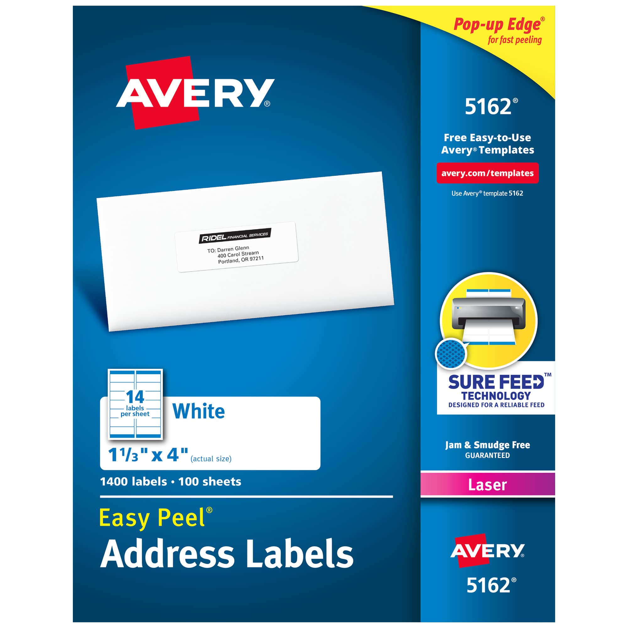 Avery Easy Peel Address Labels for Laser Printers 1-1/3...