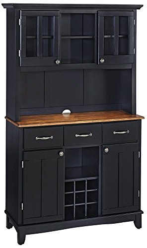 Home Styles Lexington Large Cottage Oak Top Black Buffet with Hutch