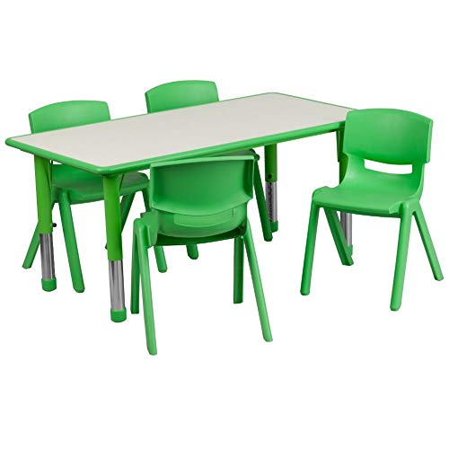 Flash Furniture 23.625''W x 47.25''L Rectangular Green ...