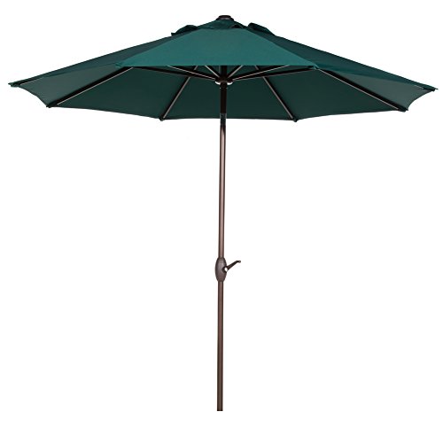 Abba Patio Sunbrella Patio Umbrella 9 Feet Outdoor Market Table Umbrella with Auto Tilt and Crank, Canvas Forest Green