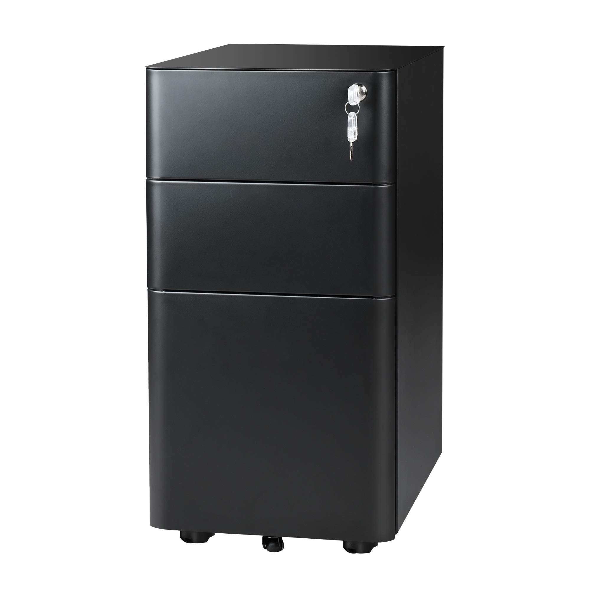 DEVAISE 3-Drawer Slim Locking File Cabinet, Fully Assembled Except Caster.Legal/Letter Size