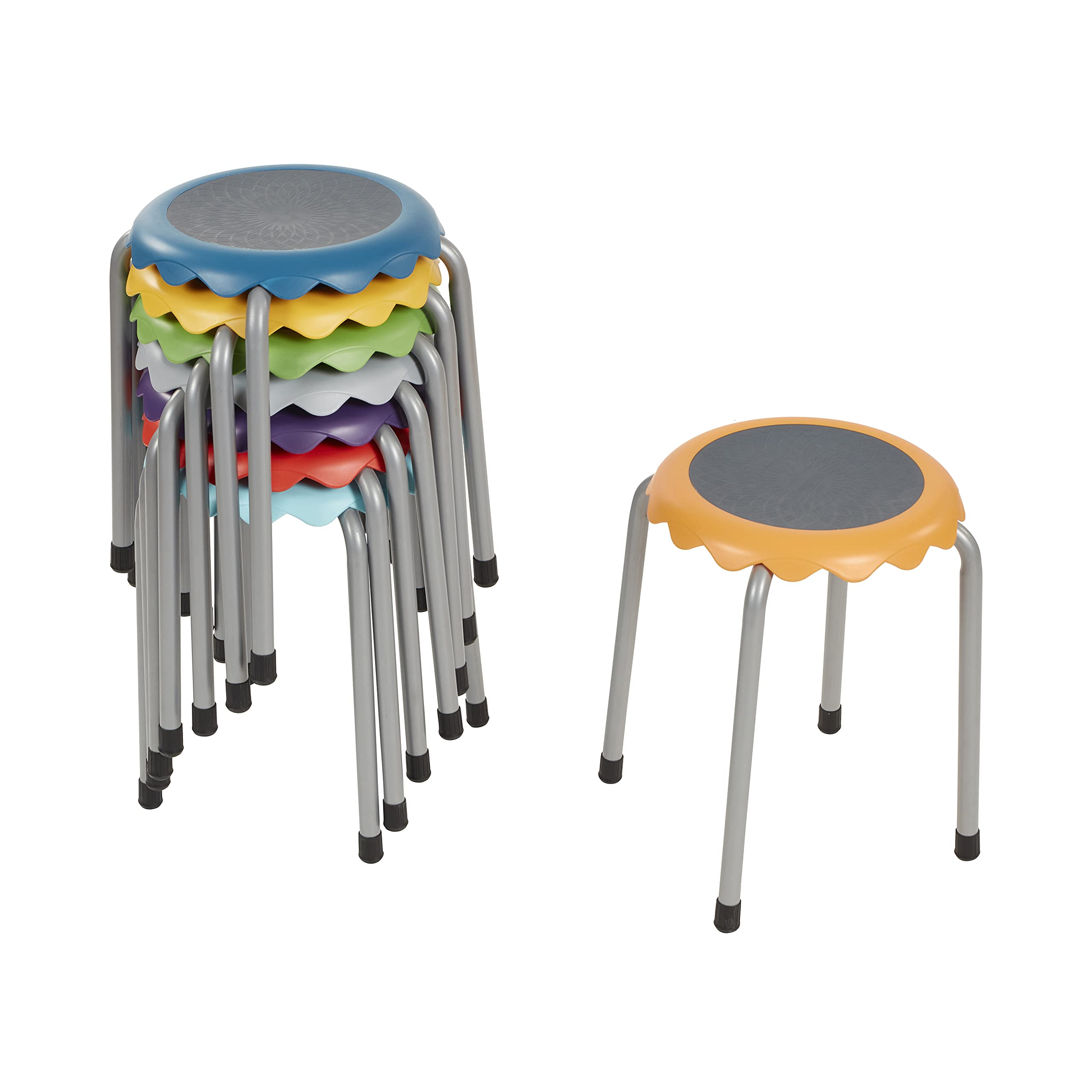 ECR4Kids Daisy Stackable Stool Set, Flexible Seating, 17-Inch Seat Height