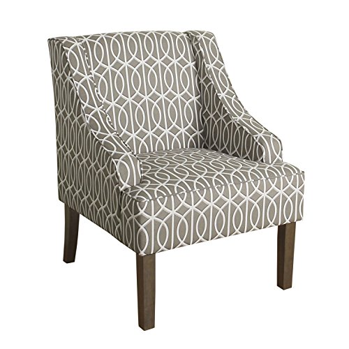 HomePop Swoop Arm Accent Chair, Grey Trellis