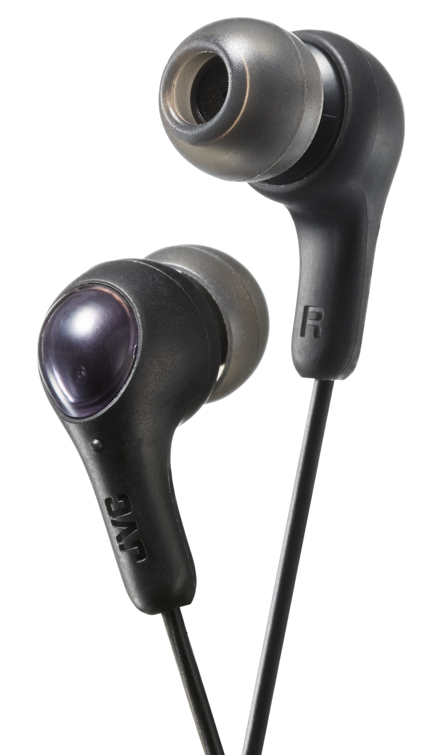 JVC Gumy in Ear Earbud Headphones, Powerful Sound, Comfortable and Secure Fit, Silicone Ear Pieces S/M/L - HAFX7B Black