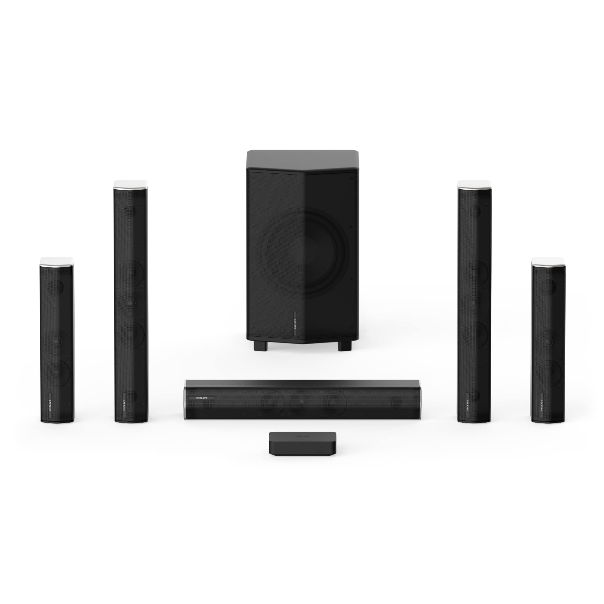  Enclave Audio CineHome PRO - 5.1 Wireless Plug and Play Home Theater Surround Sound System - THX, Dolby, DTS WiSA Certified - Includes 5 Active Wireless Speakers, 10-inch Subwoofer & CineHub Transmitter...