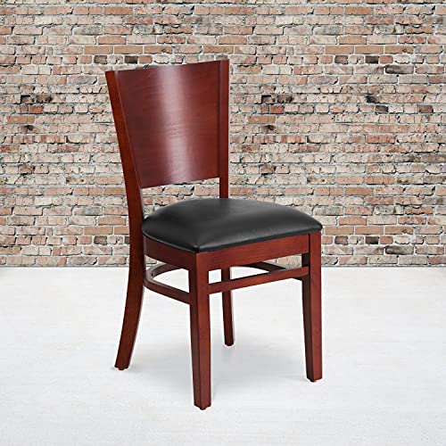 Flash Furniture Lacey Series Solid Back Mahogany Wood Restaurant Chair - Vinyl Seat